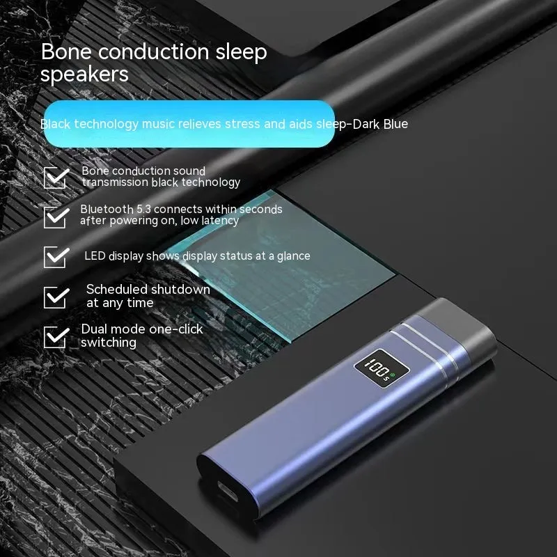 Bluetooth bone conduction sleep speaker in twilight gray with slim 100x28x13mm design
