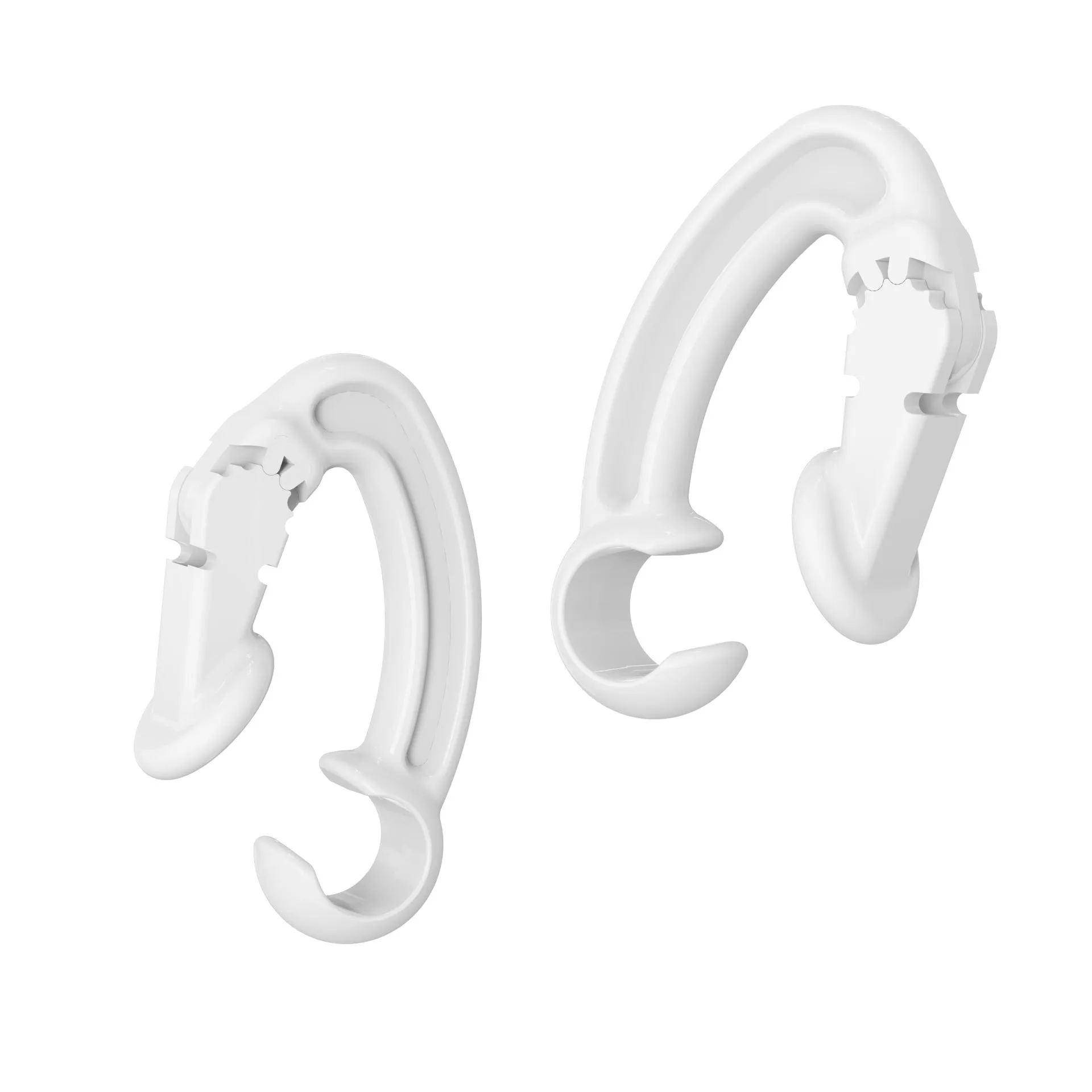 White Bluetooth earphone clip attached to Apple AirPods case showing back cover anti-lost design