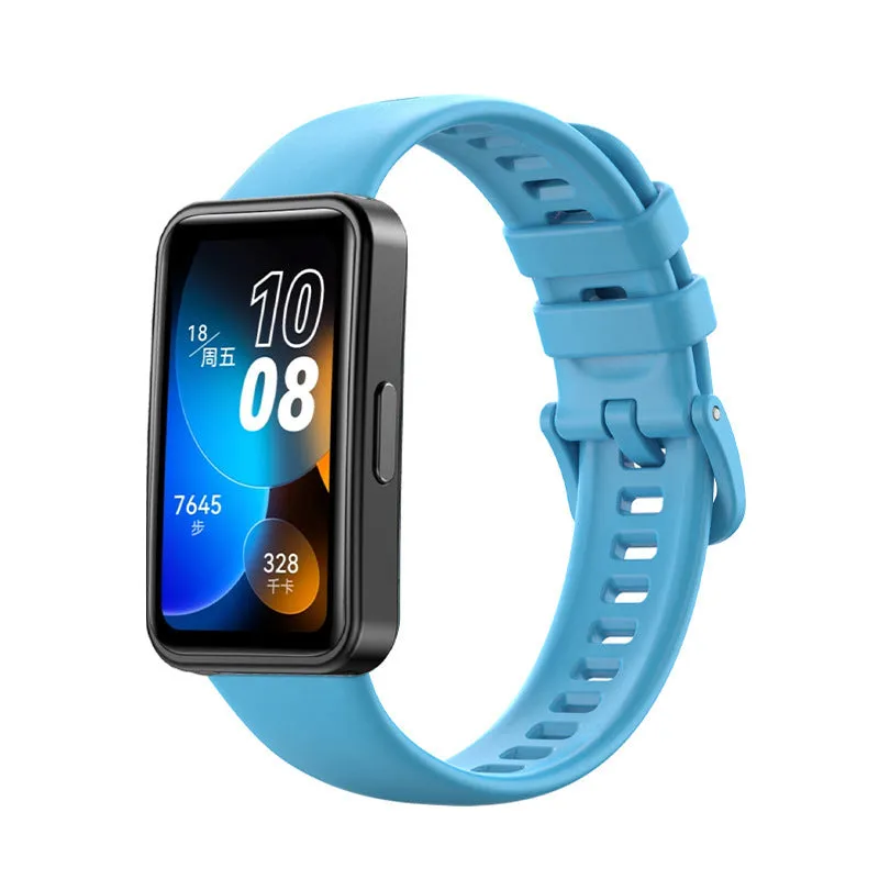 Huawei silicone watch strap in monochrome design on display with eleven colour options