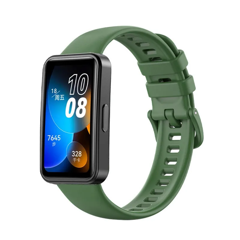 Huawei silicone watch strap in monochrome design on display with eleven colour options
