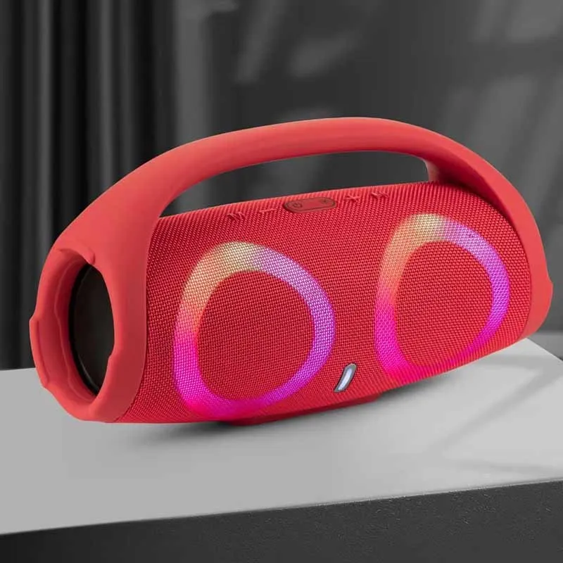 War Drum Three-generation Bluetooth speaker with RGB coloured lights in black, waterproof and drop-proof for outdoor portable use