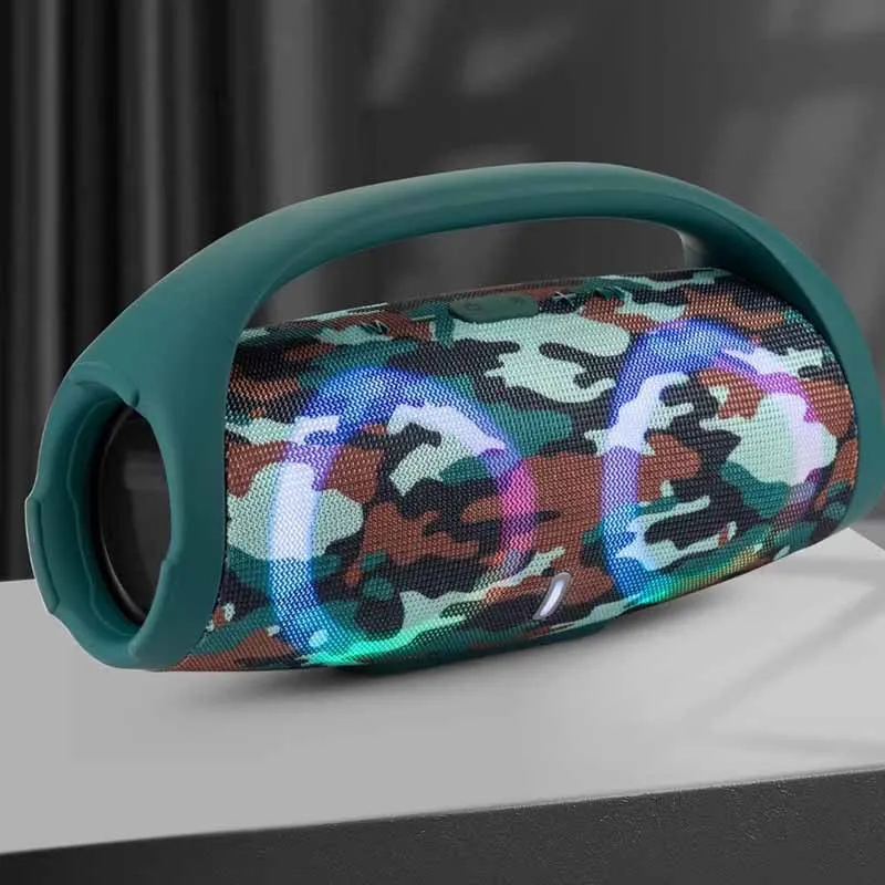 War Drum Three-generation Bluetooth speaker with RGB coloured lights in black, waterproof and drop-proof for outdoor portable use