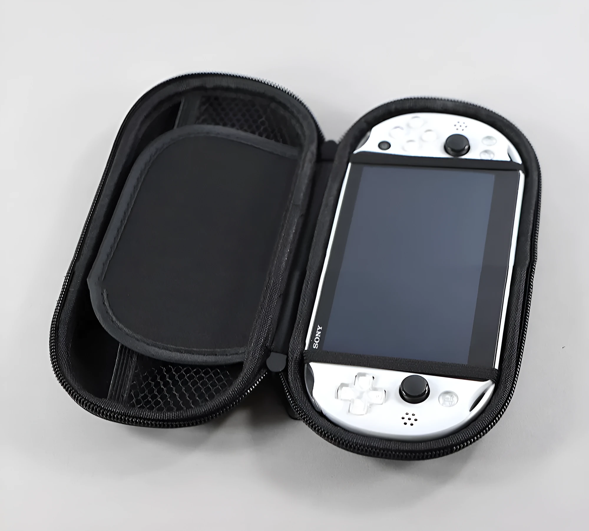 Black shockproof storage bag for PSVita console, protective travel pouch
