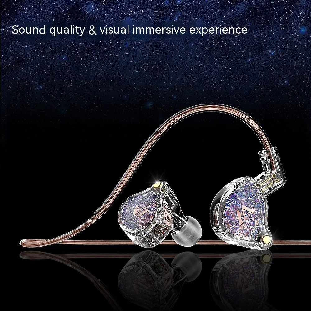 LM3 wired ear-mounted headphones with adjustable ear hook, silver-plated cable, and 3.5mm plug on a white background