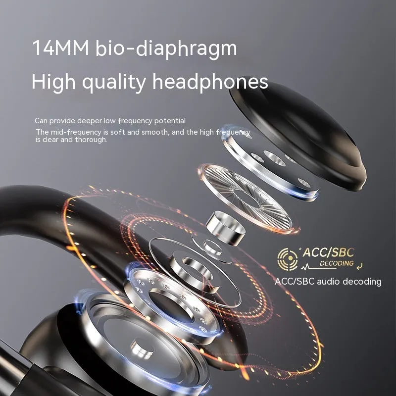 Non-entry ear-mounted wireless Bluetooth headset with digital display in black colour