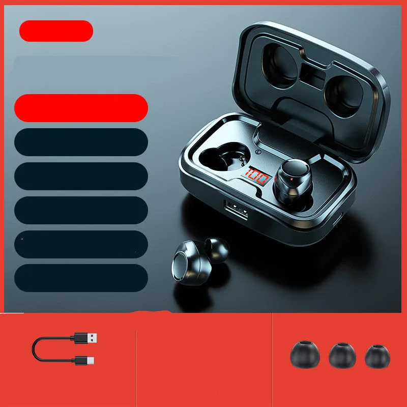 Wireless Bluetooth 5.0 in-ear earphones in black, blue or red colours with private mould design