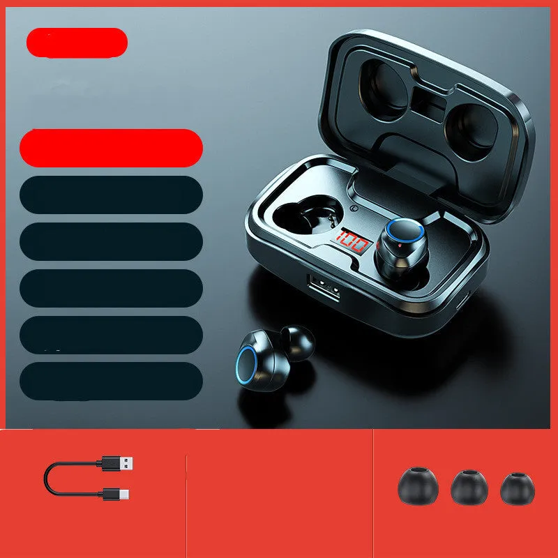 Wireless Bluetooth 5.0 in-ear earphones in black, blue or red colours with private mould design