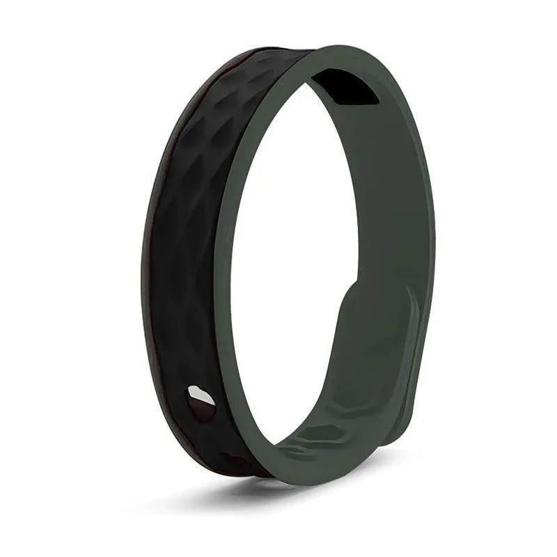 Silicone Balance Energy Waterproof Anti-static Bracelet in diamond shape, unisex sports wristband, monochrome black option