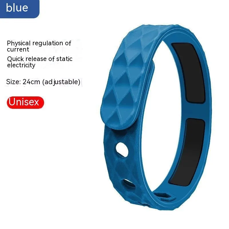 Silicone Balance Energy Waterproof Anti-static Bracelet in diamond shape, unisex sports wristband, monochrome black option