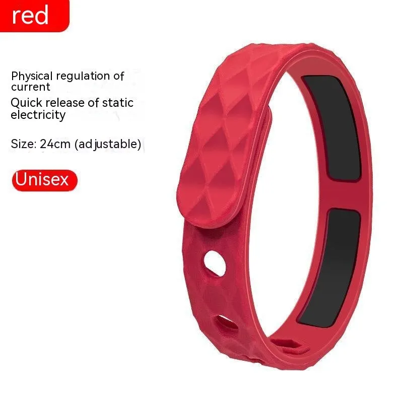Silicone Balance Energy Waterproof Anti-static Bracelet in diamond shape, unisex sports wristband, monochrome black option