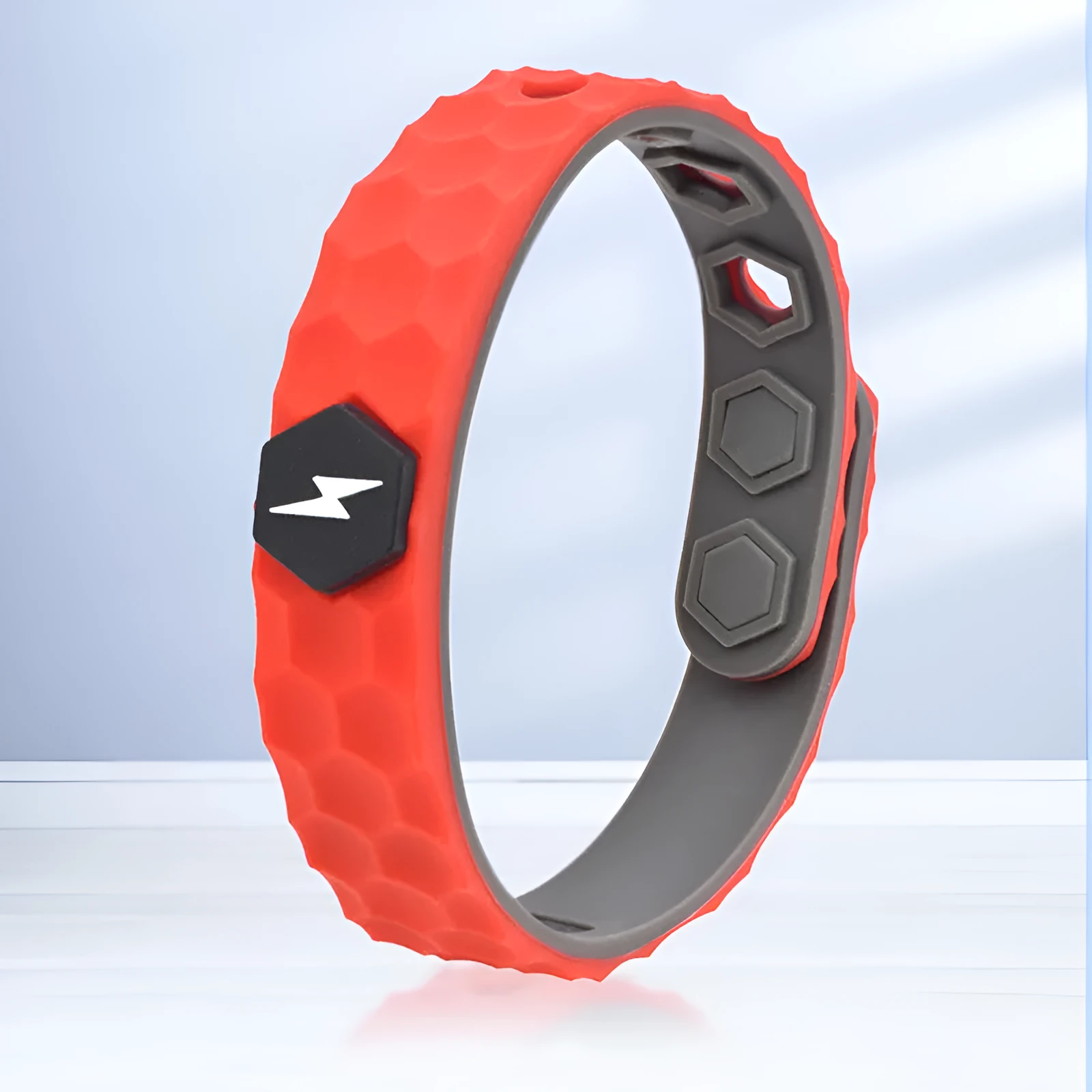 Silicone Balance Energy Waterproof Anti-static Bracelet in diamond shape, unisex sports wristband, monochrome black option