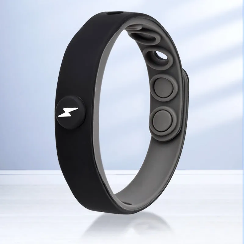 Silicone Balance Energy Waterproof Anti-static Bracelet in diamond shape, unisex sports wristband, monochrome black option