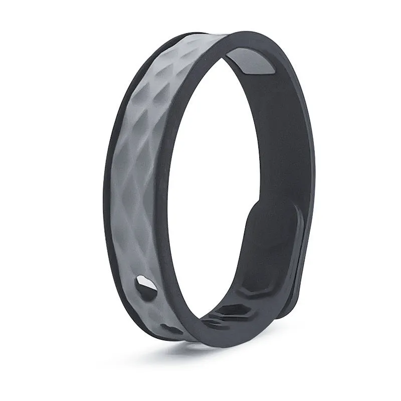 Silicone Balance Energy Waterproof Anti-static Bracelet in diamond shape, unisex sports wristband, monochrome black option