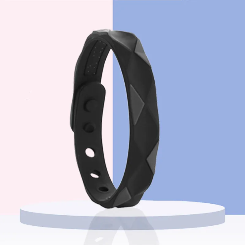 Silicone Balance Energy Waterproof Anti-static Bracelet in diamond shape, unisex sports wristband, monochrome black option