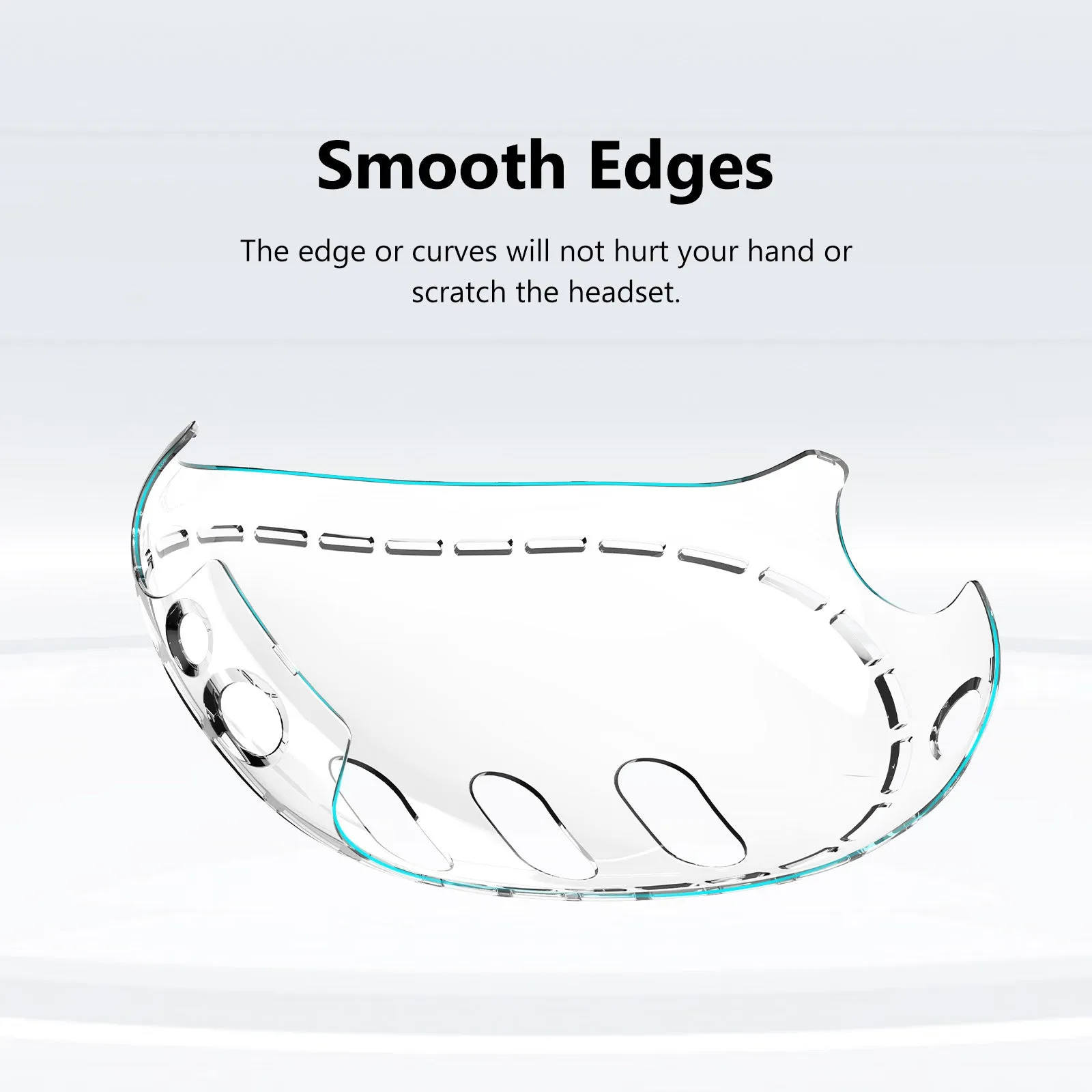 Transparent PC protective case for VR glasses with silicone edges on a white background