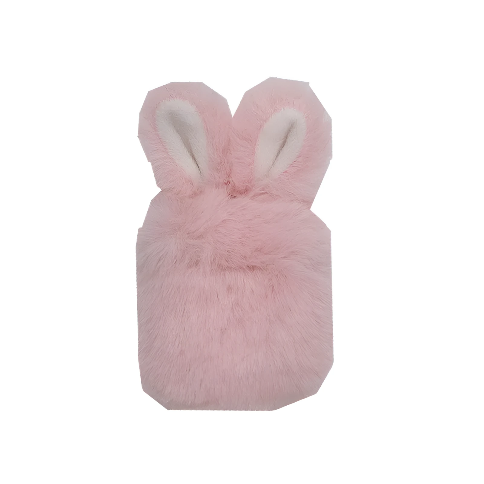 Soft plush silicone AirPods protective cover with rabbit ears design in pink and grey colours