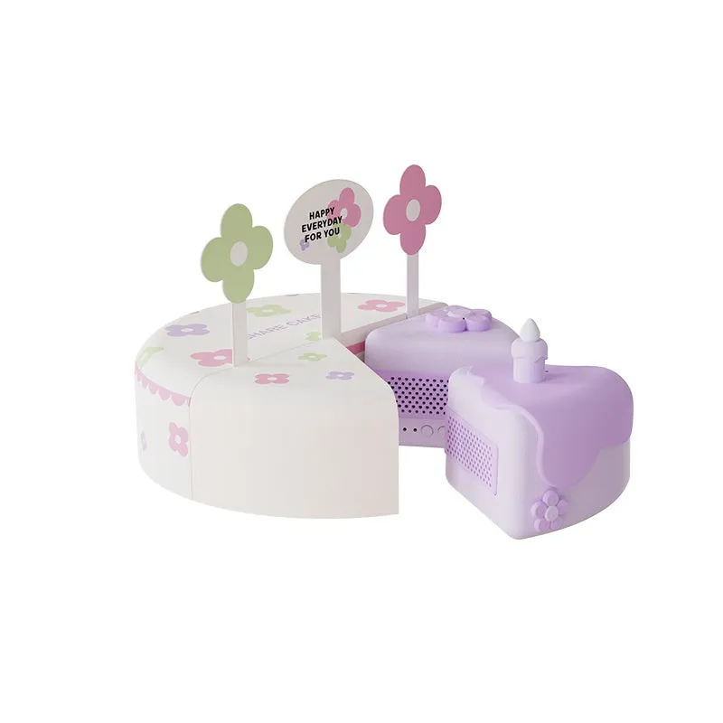 Maktoub Split Ring Cake Bluetooth Speaker in Pink and Violet colours, silicone and ABS build, creative gift for couples