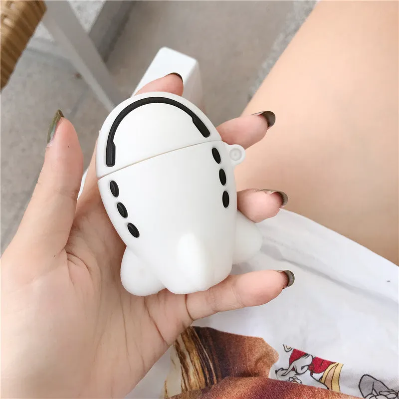 Cartoon airplane silicone flip case for AirPods 1st and 2nd generation with carrying hook