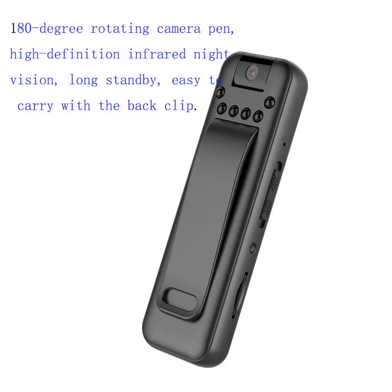 Black ABS recording pen with one-button operation and 50-metre noise reduction range