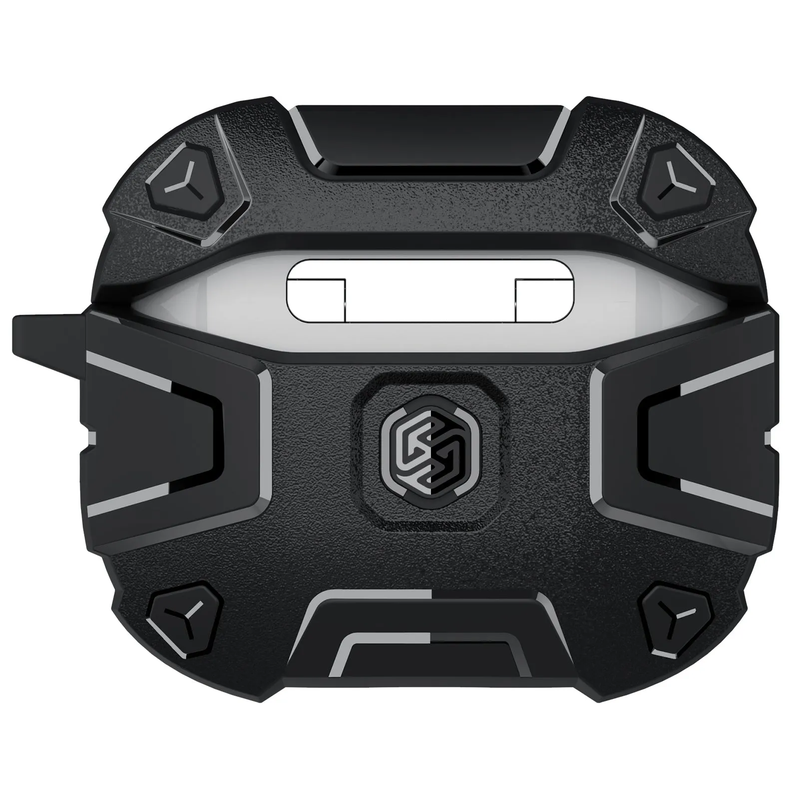 Black TPU silicone drop-resistant battle shield protective case for AirPods 3, soft shell jacket style