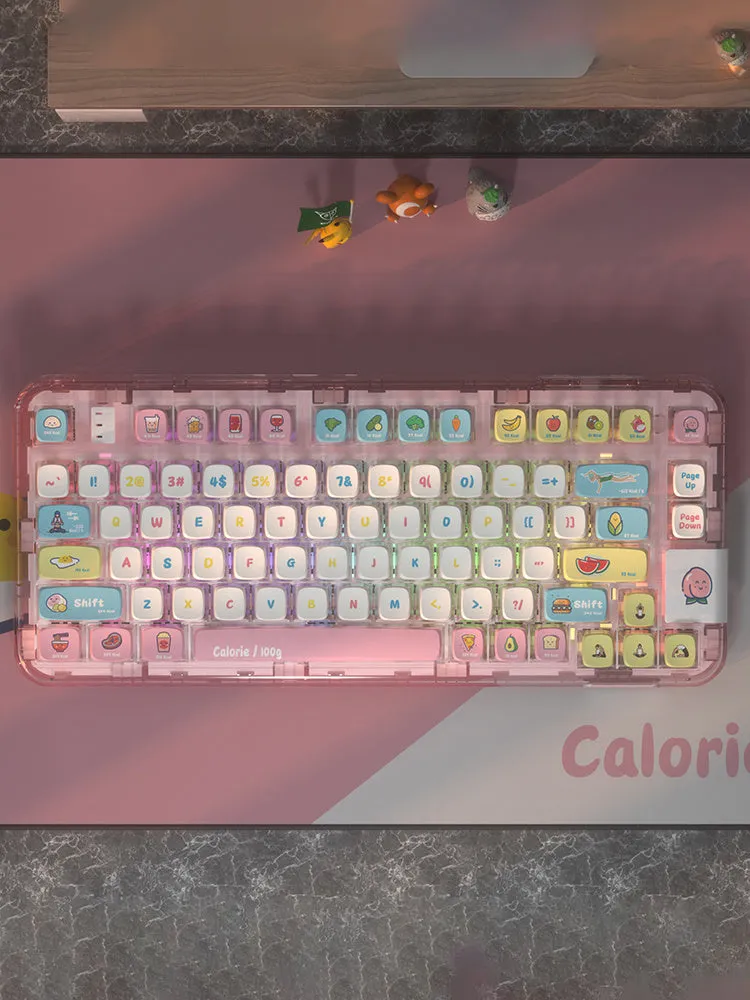 PIIFOX PF-06 transparent resin keycap set with thermal sublimation legends, Calories colour, 117 keys