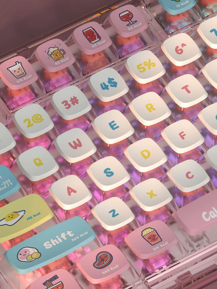 PIIFOX PF-06 transparent resin keycap set with thermal sublimation legends, Calories colour, 117 keys