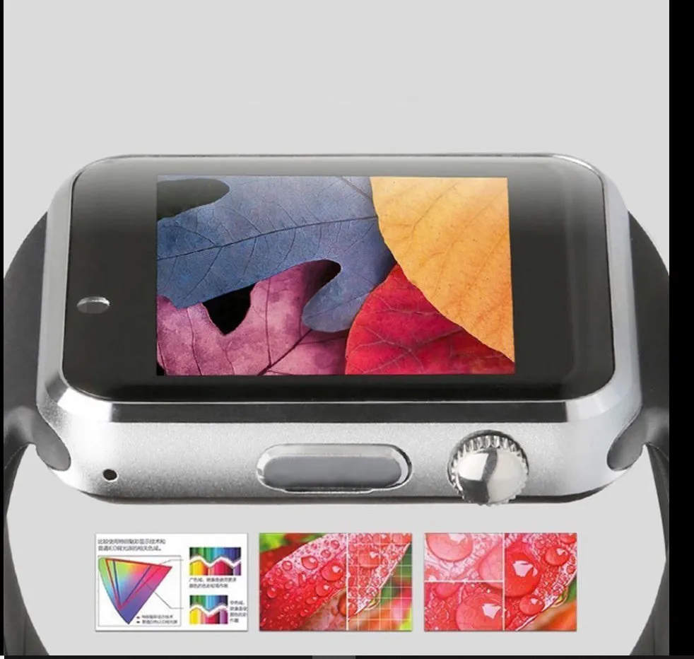 A1 Smart Watch in multiple colours on wrist showing 1.54-inch touch screen and camera.