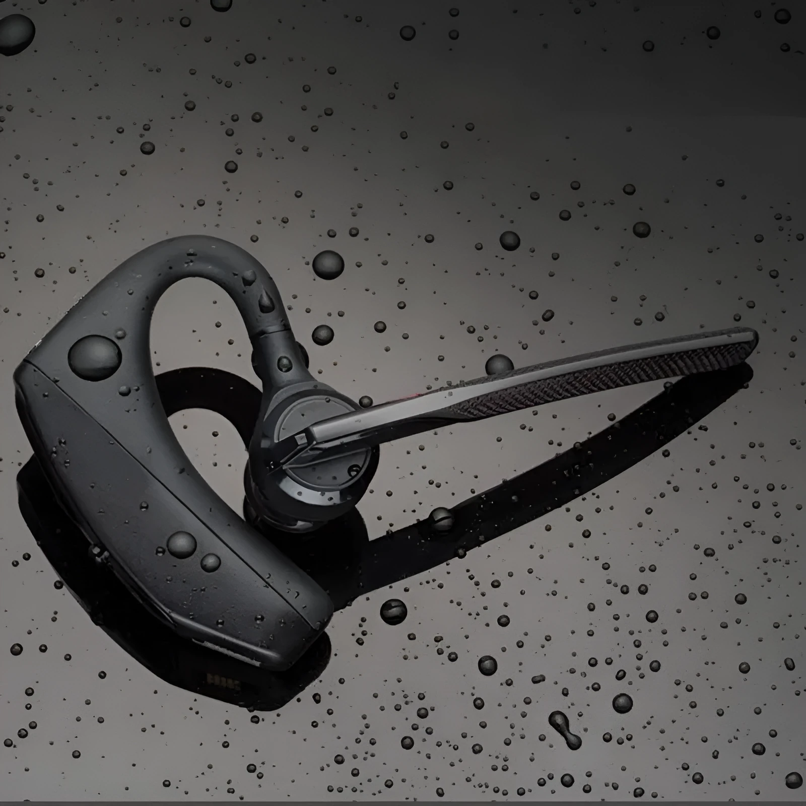 Black plastic stereo Bluetooth sports headphones with a large battery and call function.