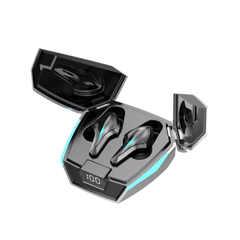Bluetooth headset in earplug style with scissors door design for gaming