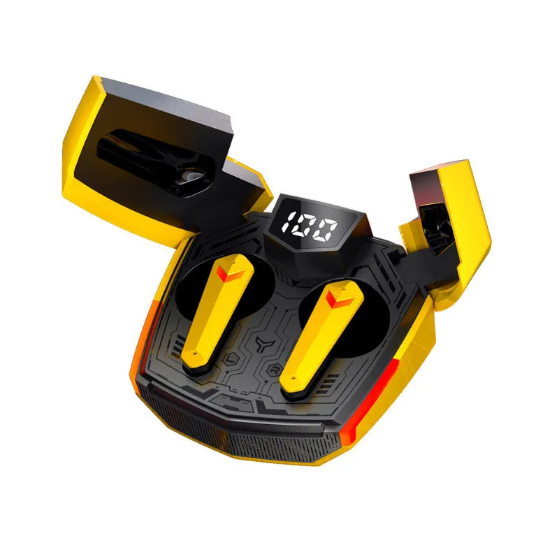 Bluetooth headset in earplug style with scissors door design for gaming