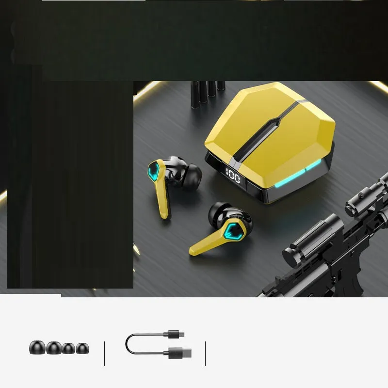 Bluetooth headset in earplug style with scissors door design for gaming