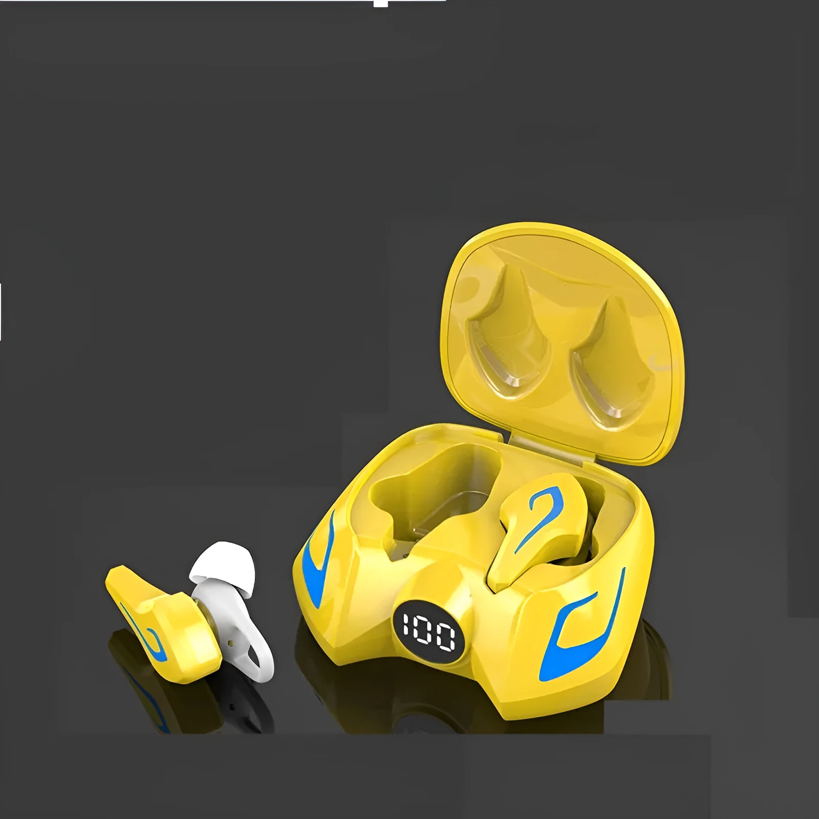 Bluetooth headset in earplug style with scissors door design for gaming