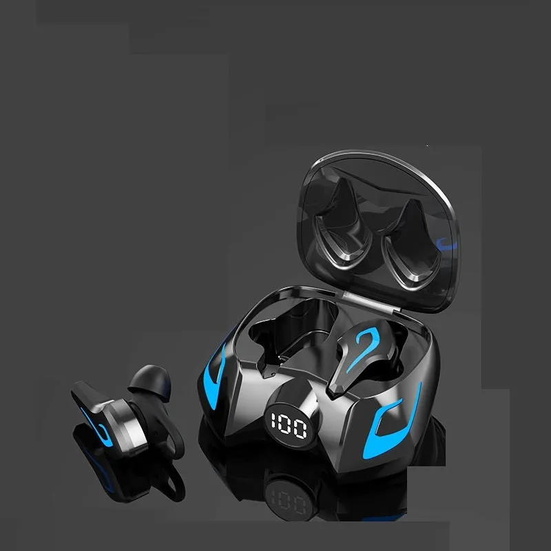 Bluetooth headset in earplug style with scissors door design for gaming