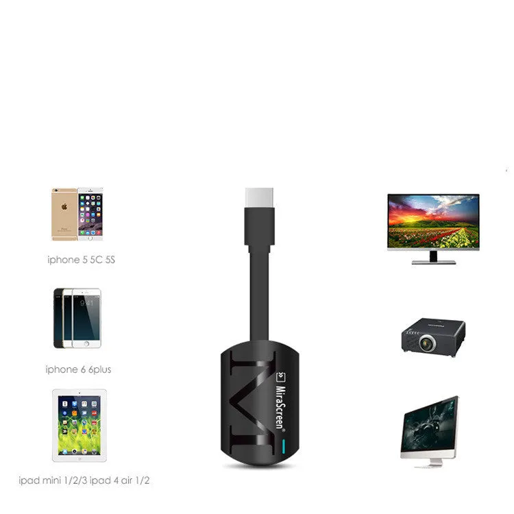 Black USB HDMI TV Dongle for phone to television screen mirroring.