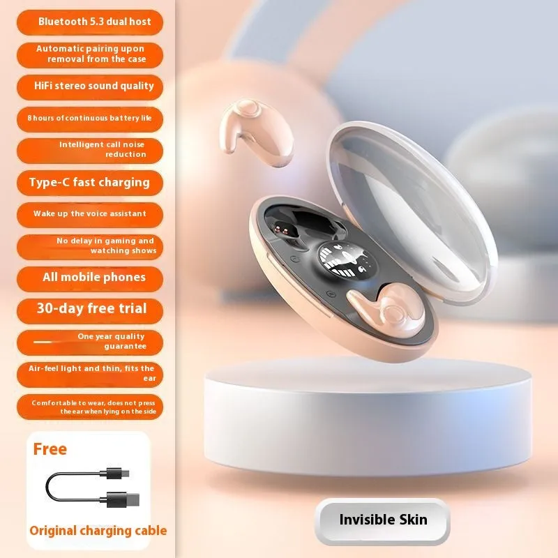 Ultra-thin true wireless Bluetooth earbuds in black with power display, 15-metre range, stereo sound