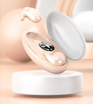 Ultra-thin true wireless Bluetooth earbuds in black with power display, 15-metre range, stereo sound