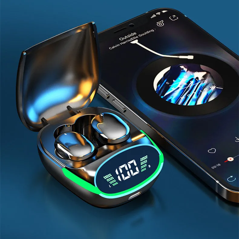 TG06 wireless Bluetooth headset in black with in-ear design and power display