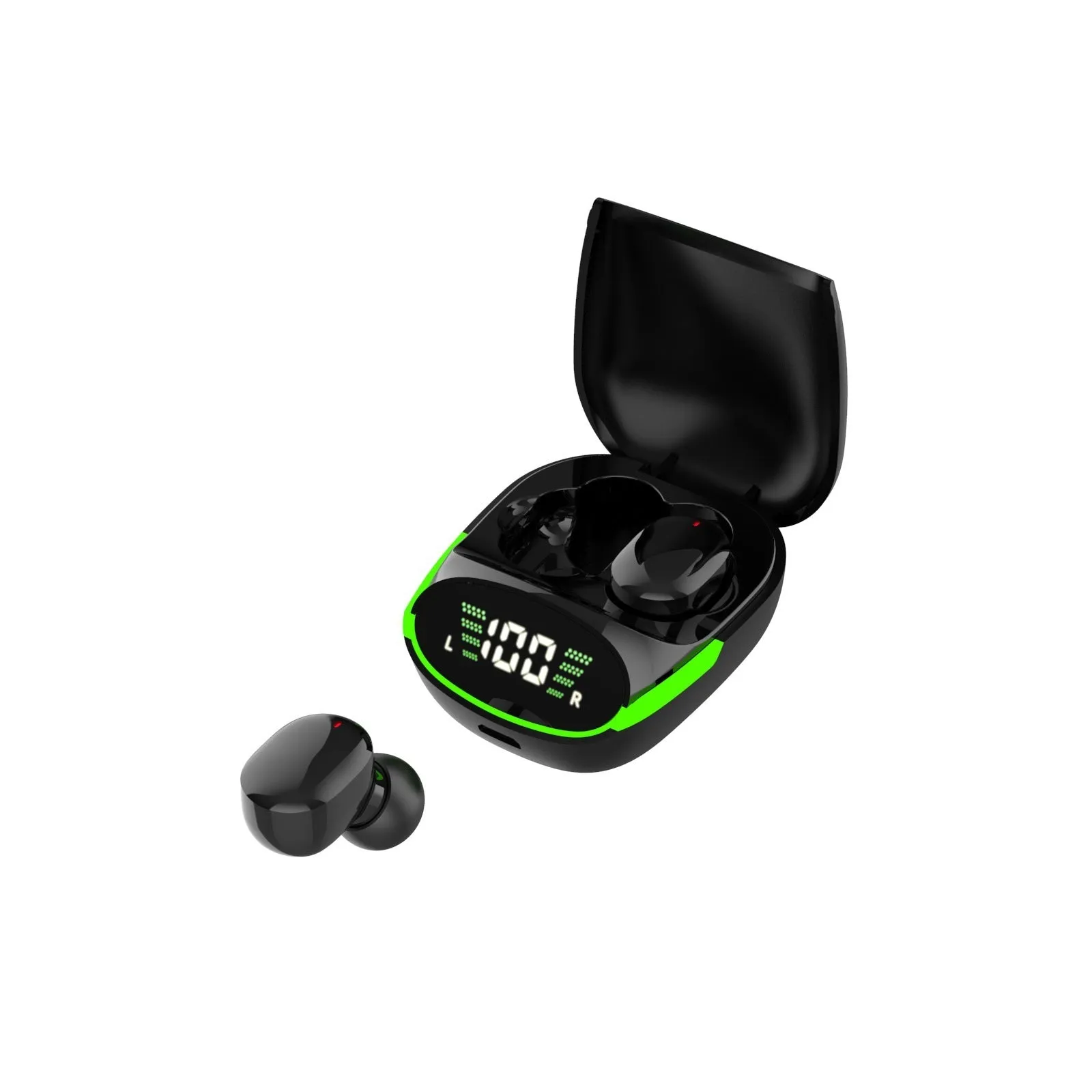 TG06 wireless Bluetooth headset in black with in-ear design and power display