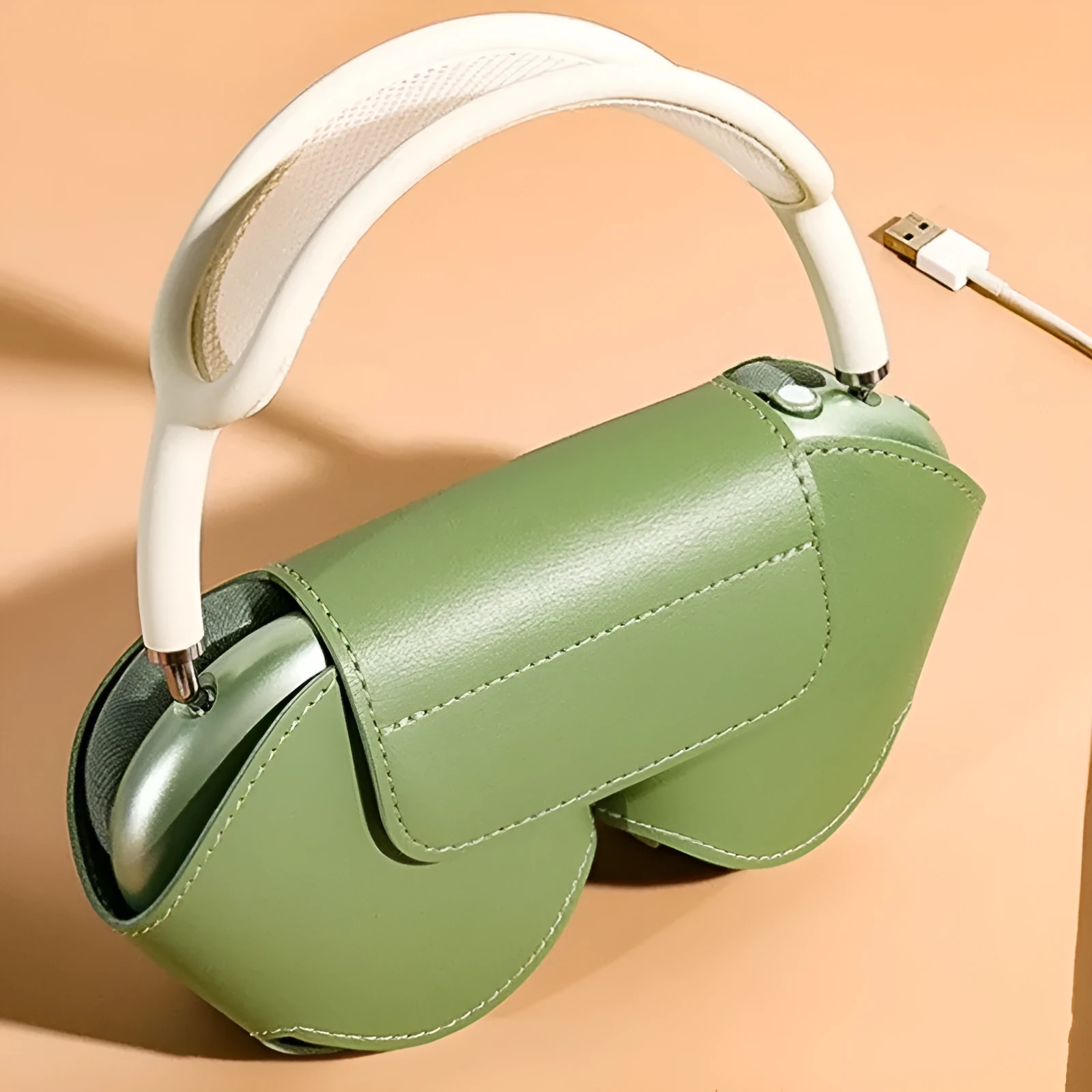 AirPods Max protective case in PU leather, shown in multiple colour options.