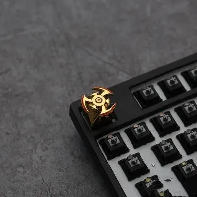 Single metal gyro keycap with cross shaft fit for DIY mechanical keyboard in gold colour