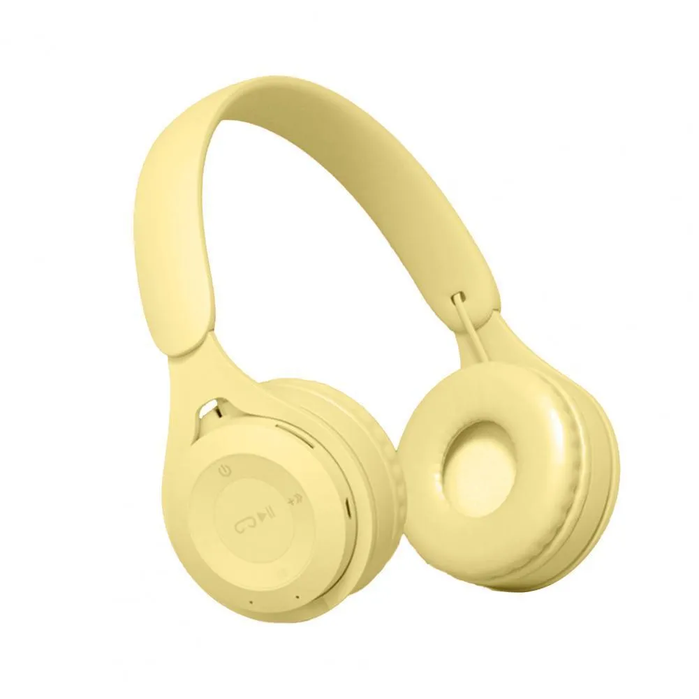 Folding Bluetooth headphone in black with adjustable headband and wire design showing compact folded size