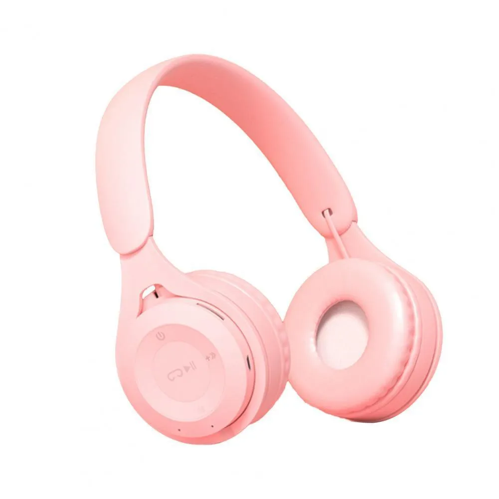Folding Bluetooth headphone in black with adjustable headband and wire design showing compact folded size