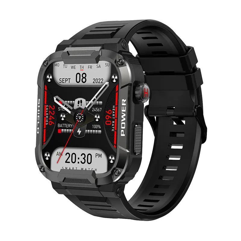 Intelligent three-prevention watch with Bluetooth call, heart rate monitor, 1.85 inch touch screen, silicone strap, black colour