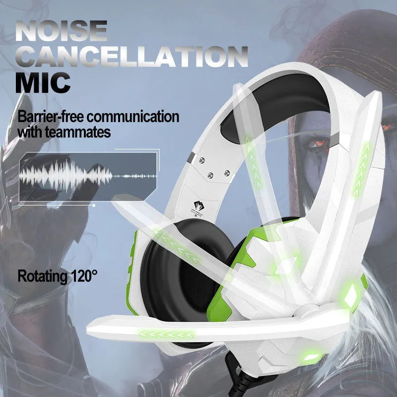 Wired gaming headset with microphone and breathing light in blue colour with 3.5mm plug