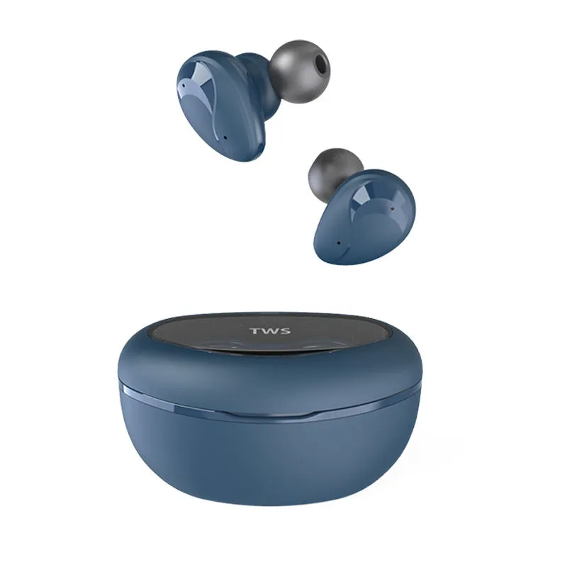 Active noise reduction wireless Bluetooth headset in black, with in-ear design and USB charging cable