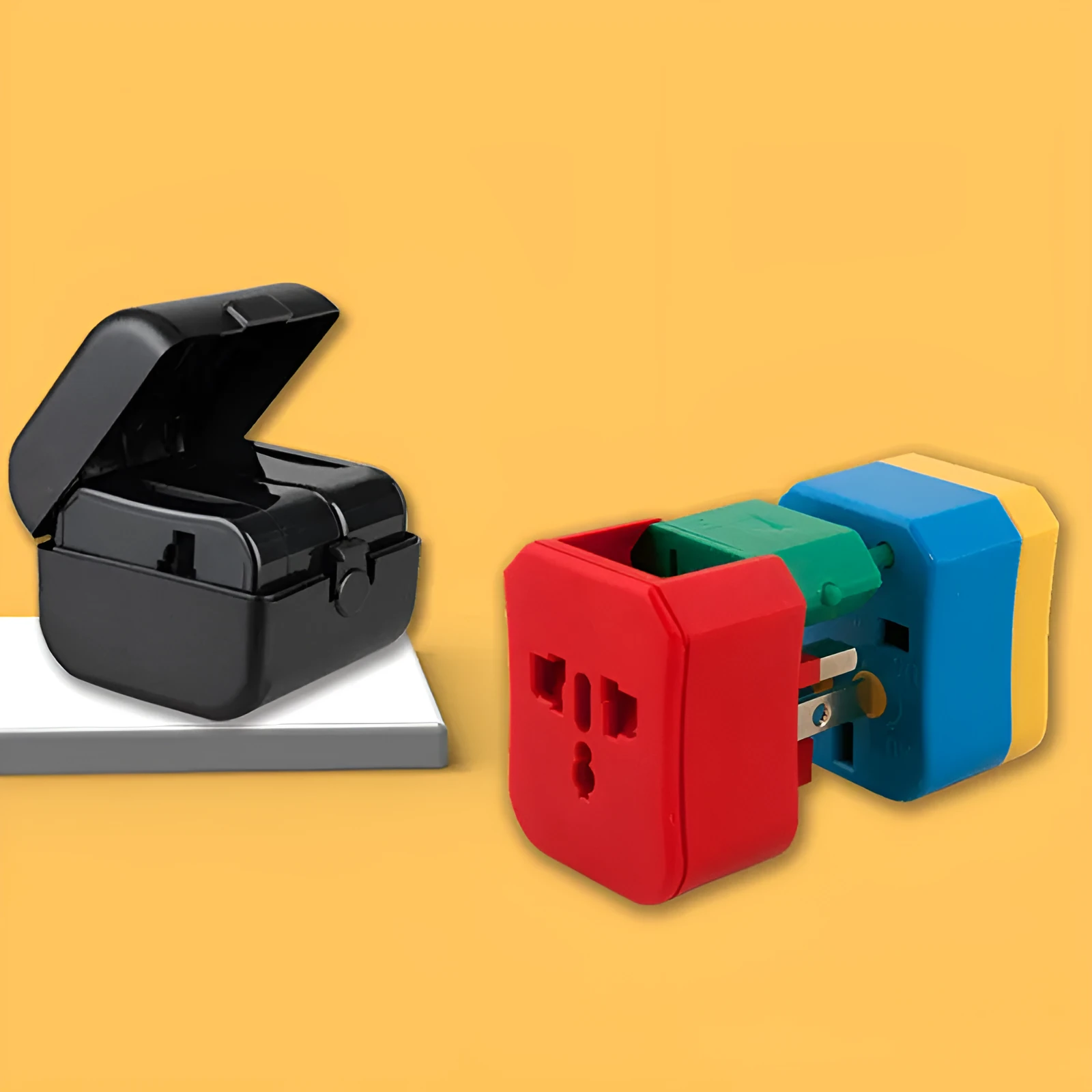 Multi-function conversion plug 2100mA USB with black casing and two USB ports