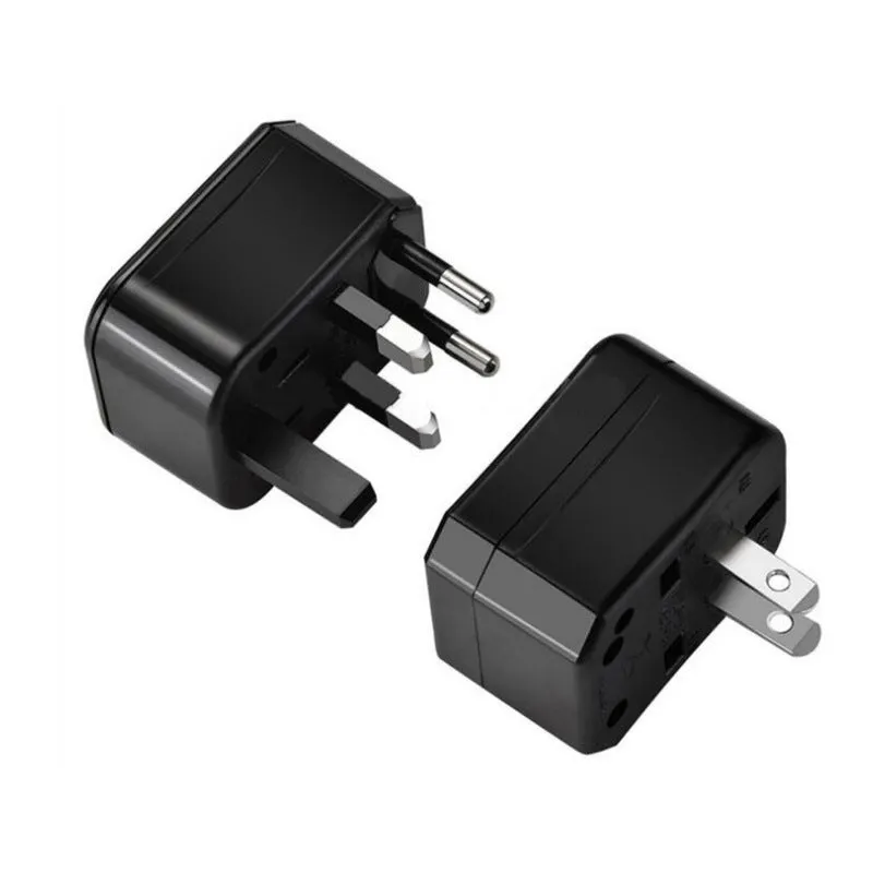 Multi-function conversion plug 2100mA USB with black casing and two USB ports