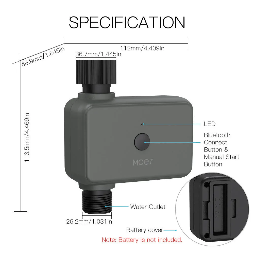 Bluetooth garden sprinkler timer with Smart Life app control on a tap