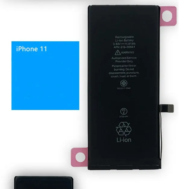 iPhone lithium battery replacement with 2501-3000mAh capacity for multiple models 4G to 15Pro Max