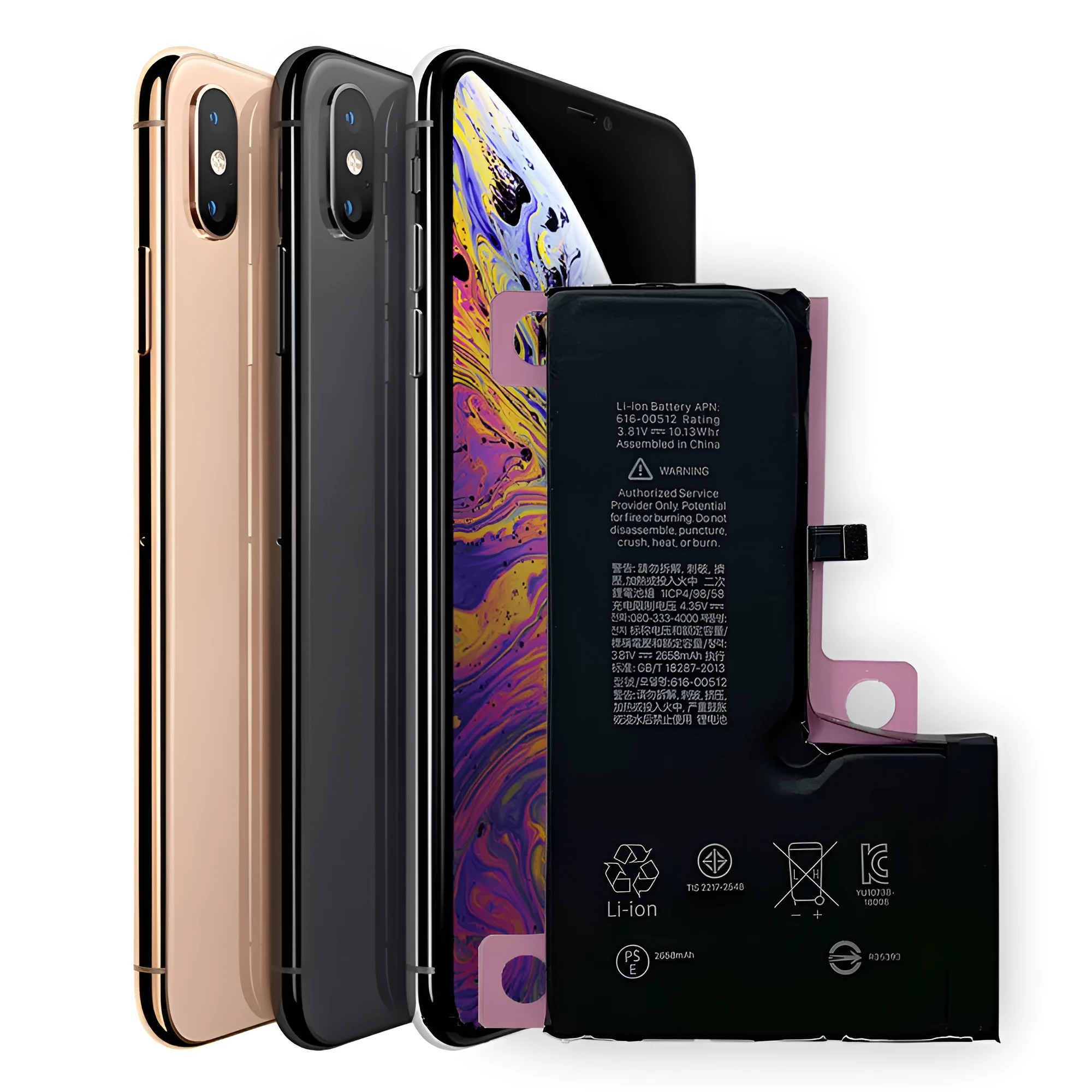 iPhone lithium battery replacement with 2501-3000mAh capacity for multiple models 4G to 15Pro Max